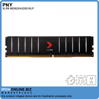 PNY XLR8 8GB DDR4 3200 Low Profile Desktop Gaming RAM - XMP 2.0 PNY XLR8 8GB DDR4 3200 Low Profile Desktop Gaming RAM - XMP 2.0